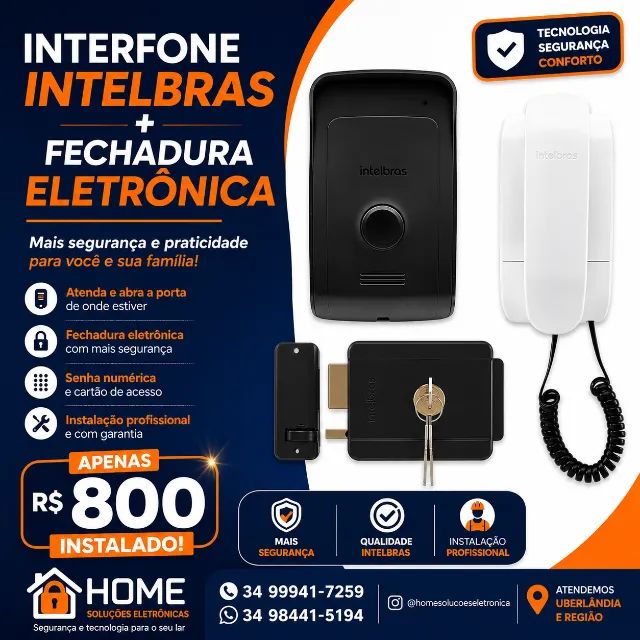 Interfone Intelbras + Fechadura Eletrônica 