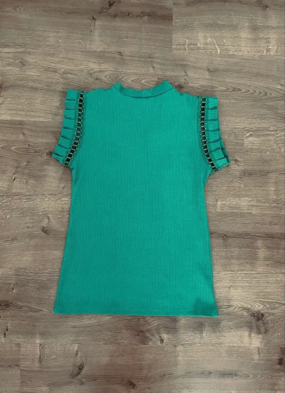 Blusa feminina M verde sem mangas  - Foto 3