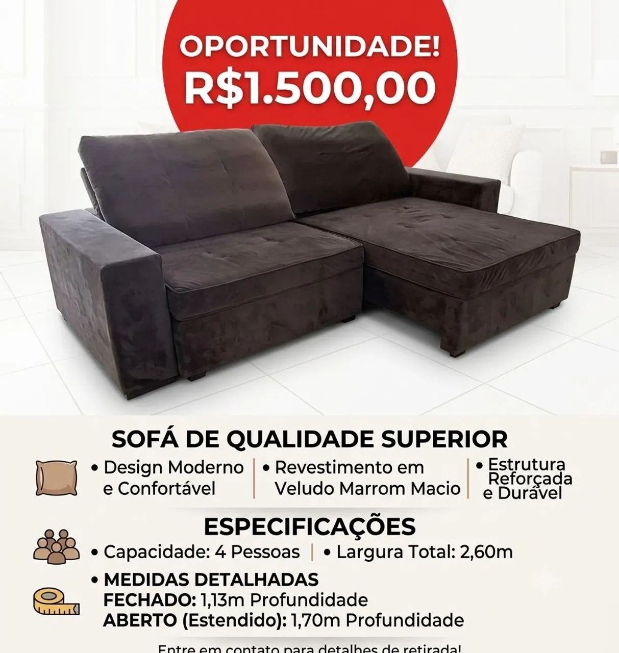 Sofá Premium 4 lugares