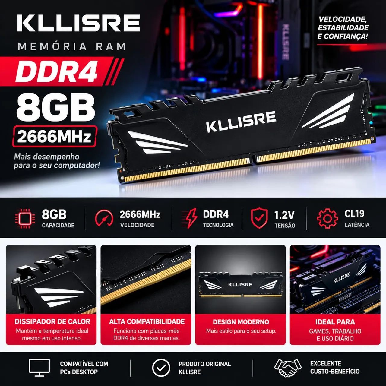 DDR4 8GB Kllisre 2666Mhz
