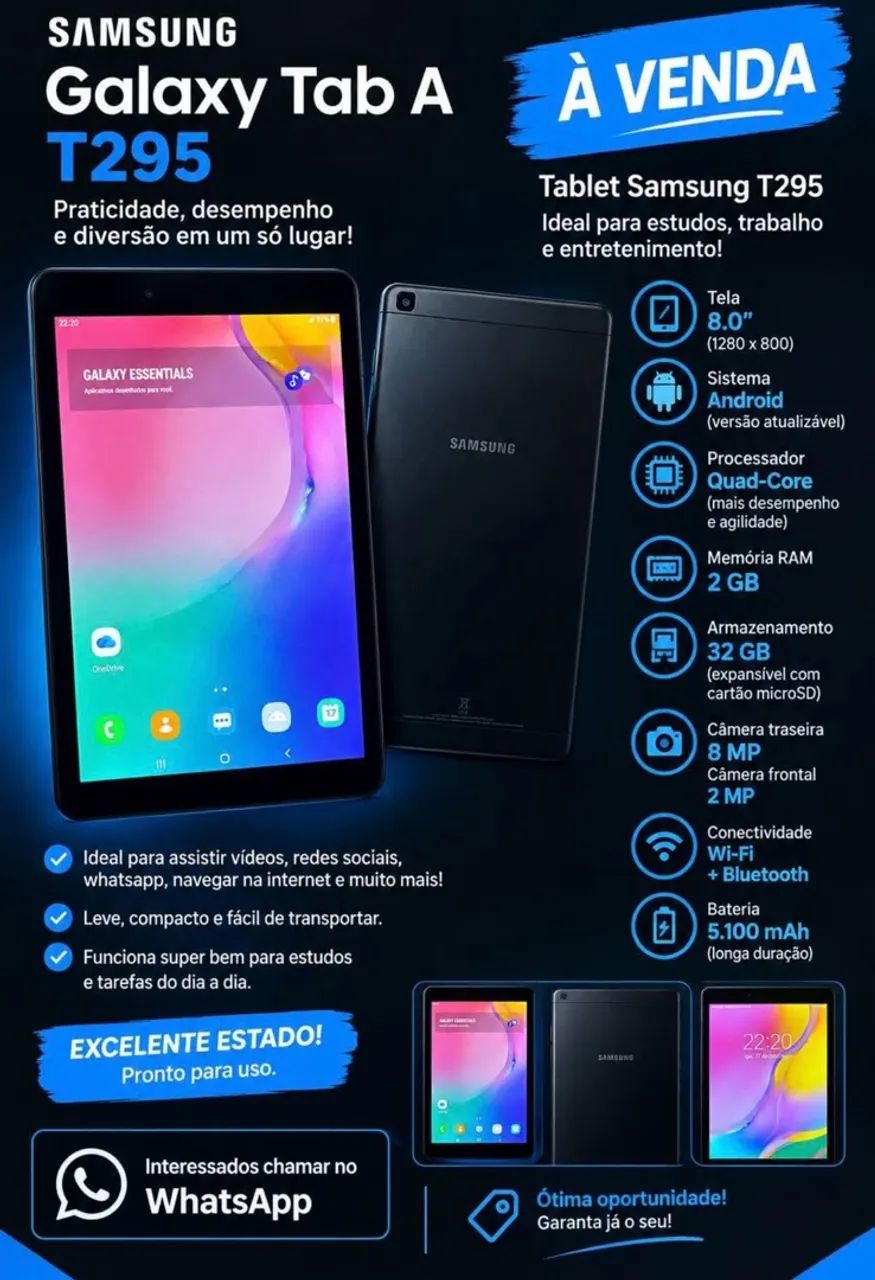 Tablet Samsung T295 - Foto 3