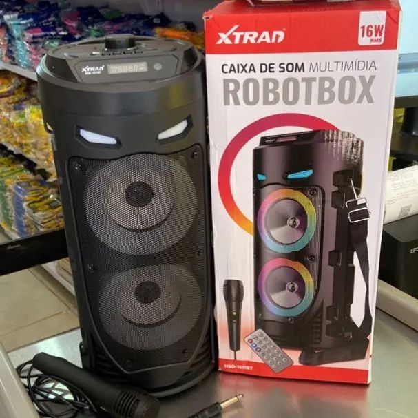 Caixa de Som Bluetooth Grande Com Microfone e Controle LED RGB FM TWS - Foto 2