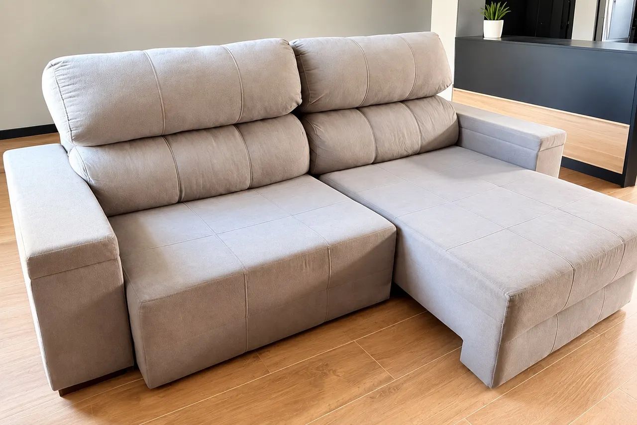 Sofá Retrátil e Reclinável com Chaise - Amplo e Confortável