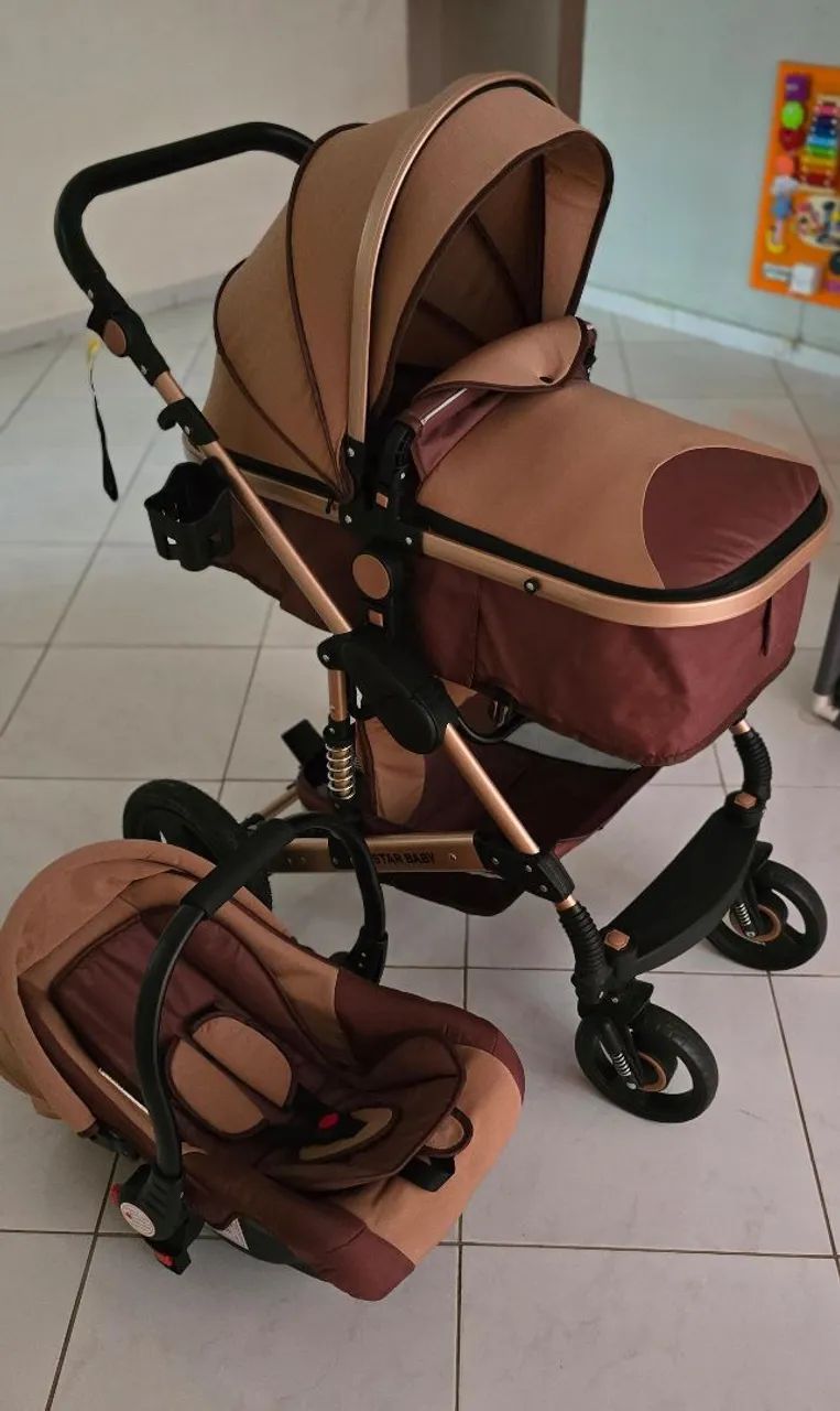 Carrinho de Bebê com Moisés + Bebê Conforto (Estado de Novo / Completo) - Foto 4