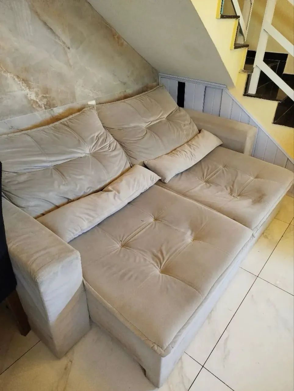 Sofá retrátil e reclinável suede grande