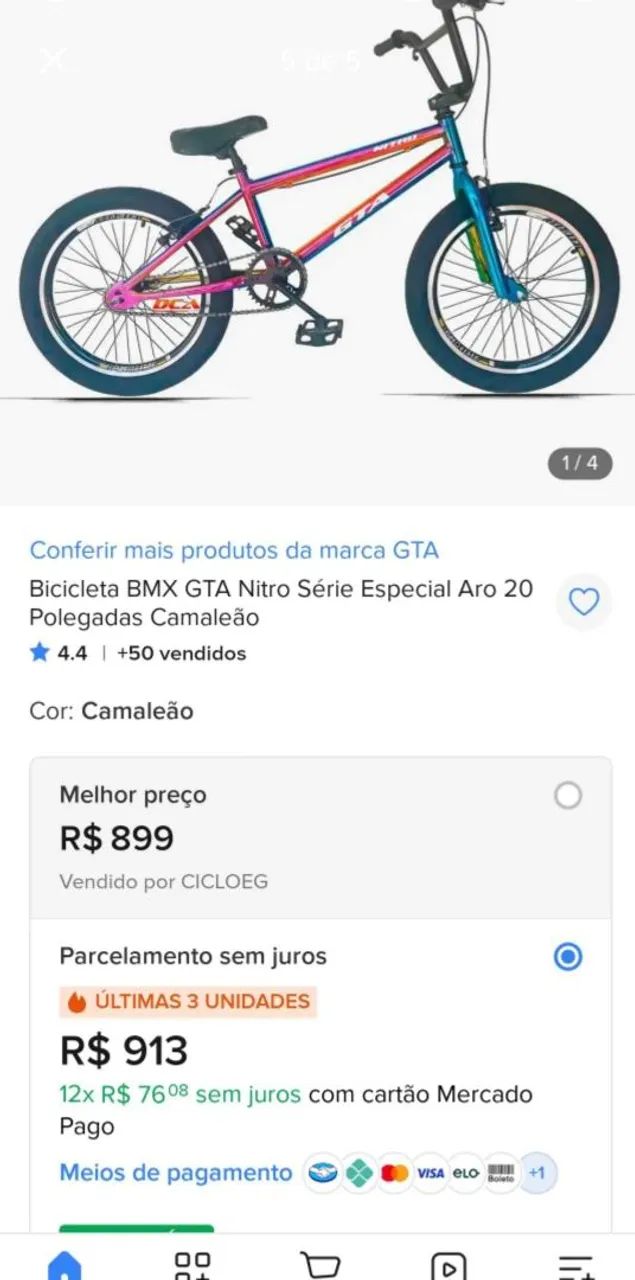 Bicicleta BMX Aro 20 - NOVA! - Foto 5