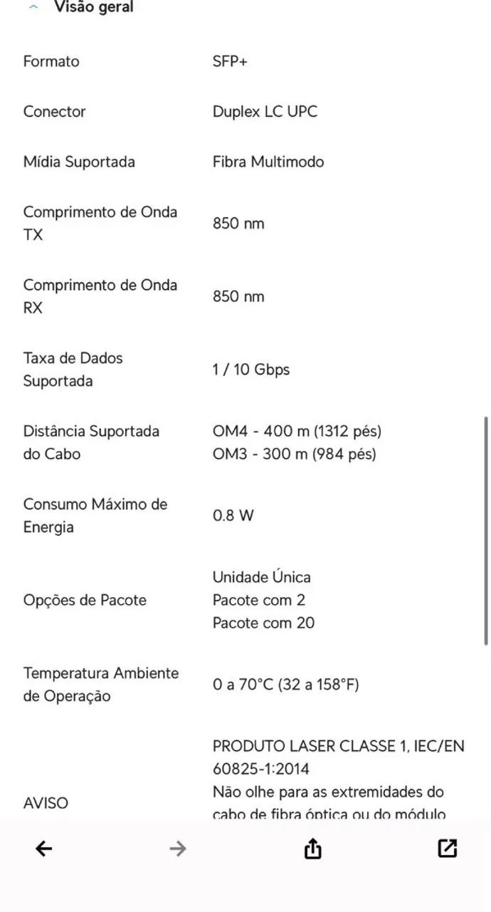 Kit Módulo Óptico Multi- Modo 10G - Foto 3