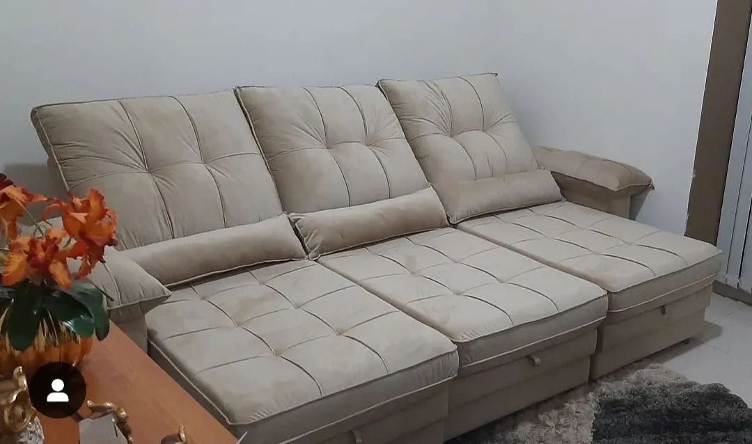 Sofá Retrátil e Reclinável 2,90m 3 módulos Pronta Entrega