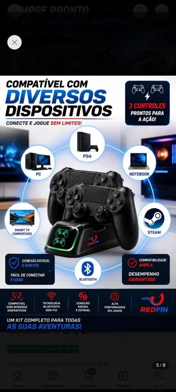 2 Controles BT + base de carregamento R$ 130 - Foto 2