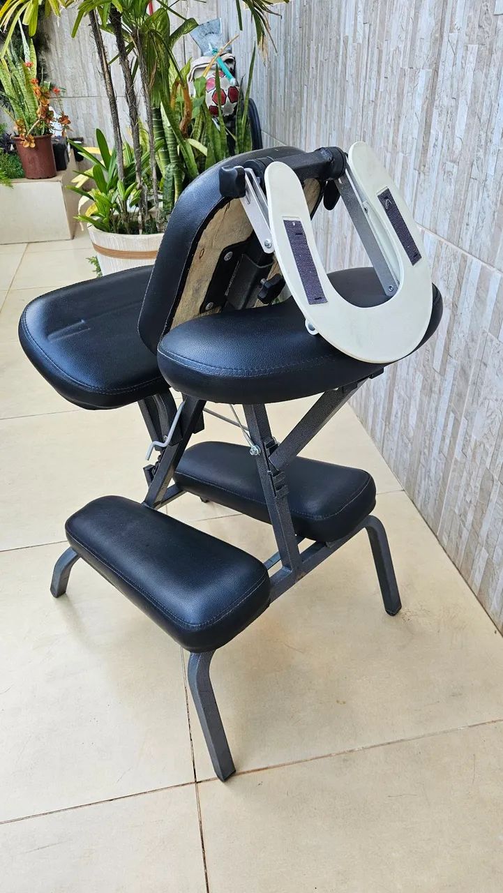 Cadeira de massagem: preta, portátil e dobrável - Foto 3