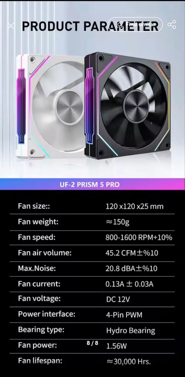 Kit 4 Fans PRISM 5 PRO Regular Branca NOVAS - Foto 6