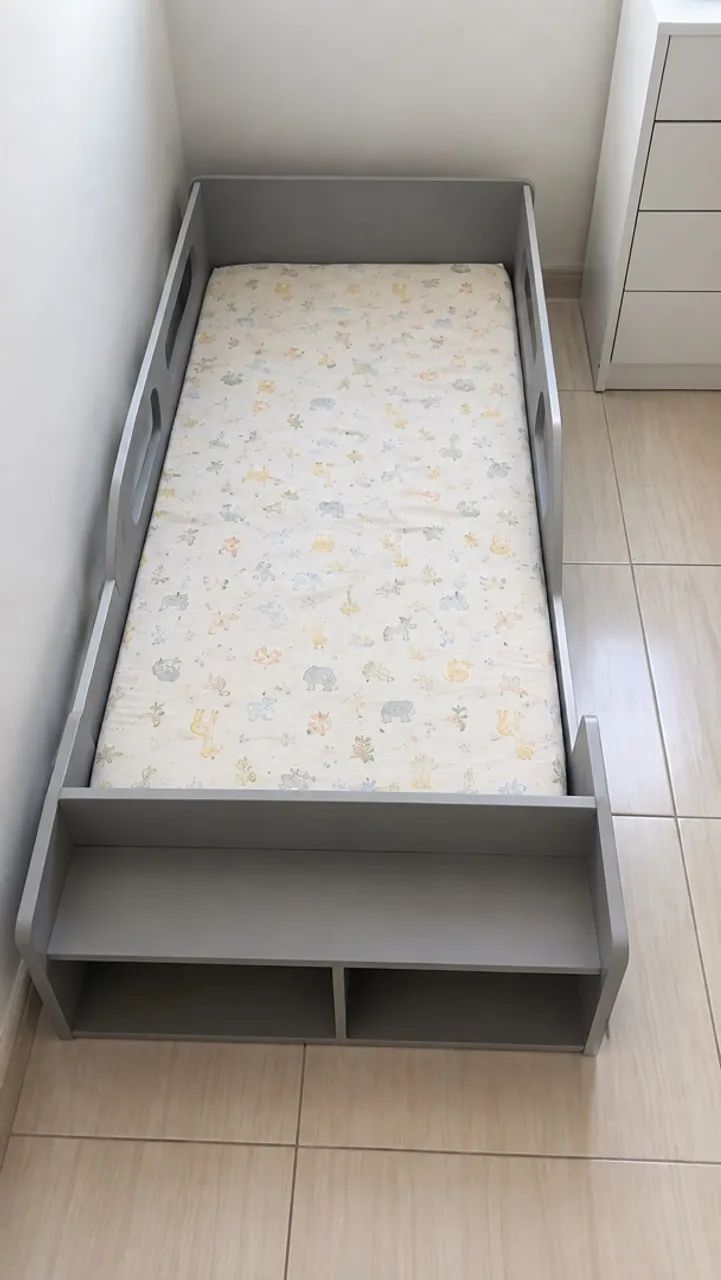 Cama Infantil Cinza com Módulo + Colchão  - Foto 3