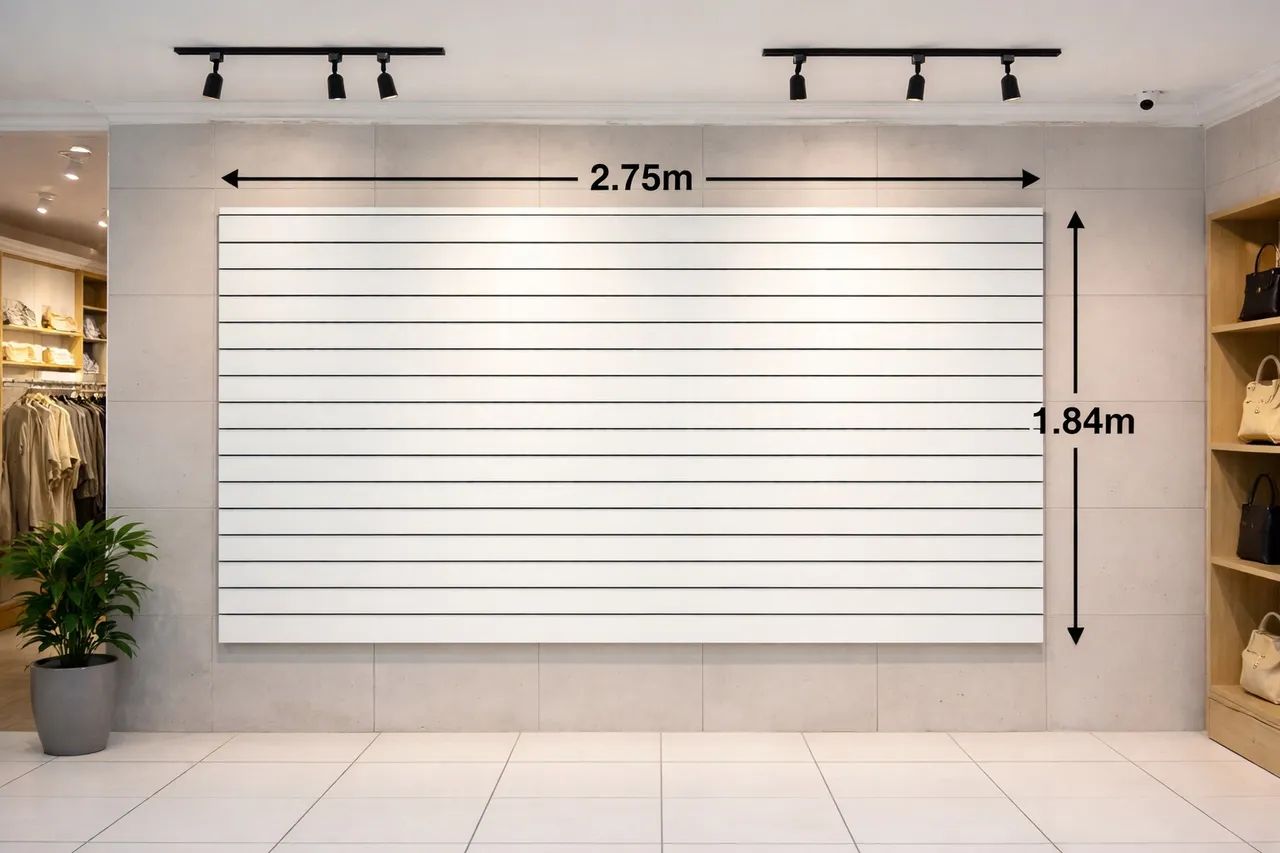 Painel expositor  2.75 metro X 1.84 metro altura (canaletado) Novo. Mdf