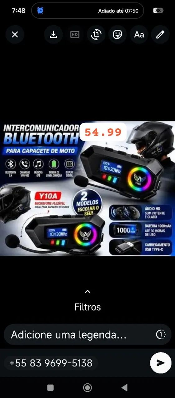 Som o capacete via bluetooth compketo - Foto 2