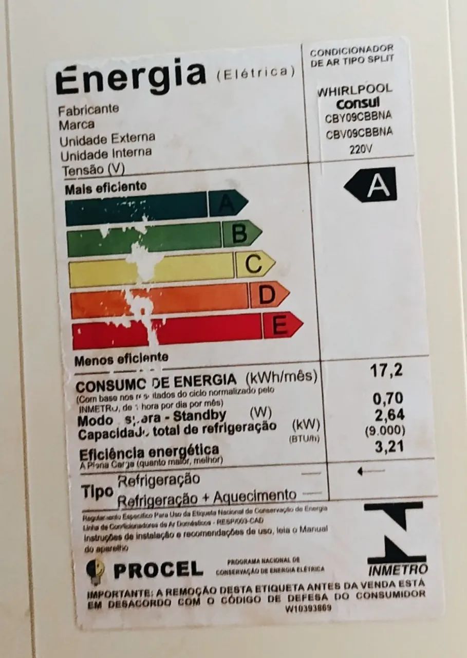 Ar Condicionado Split Consul 9.000 BTUs Quente/Frio - Com Controle Original