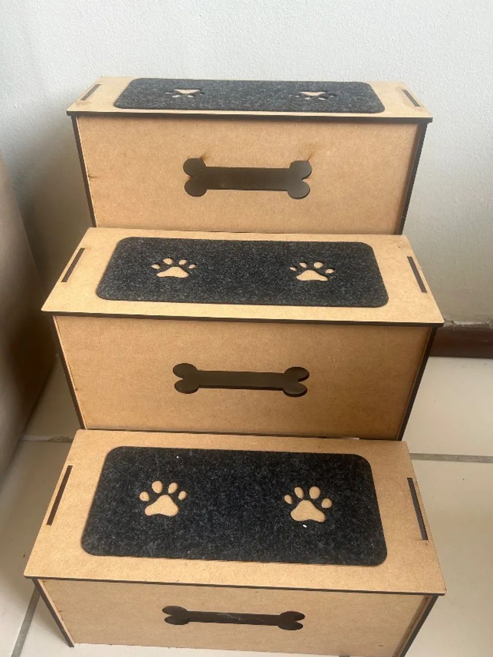 Escada Pet 3 Degraus em MDF Cru 45cm 