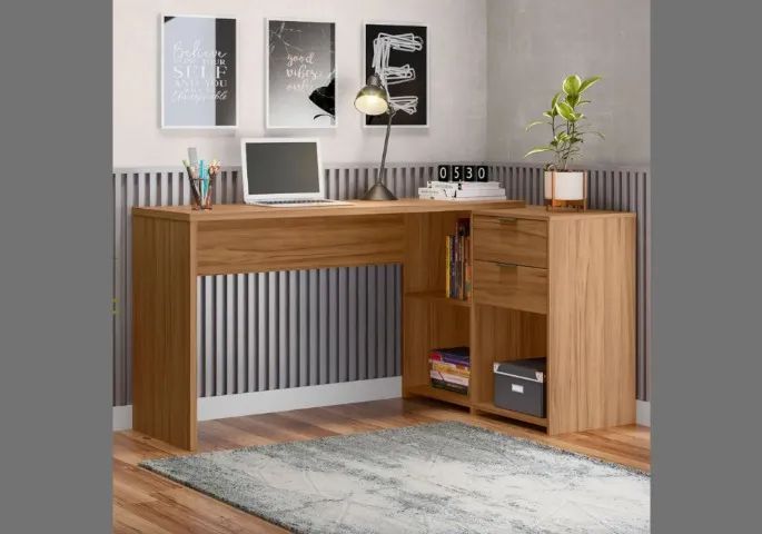 Mesa Escritório em L e Reta Nova - Foto 4