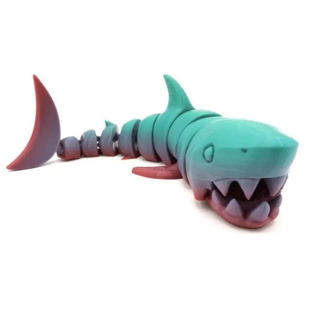 kit 2 Boneco Tubarão 3D Articulado - Brinquedo Sensorial Flexível - Foto 2