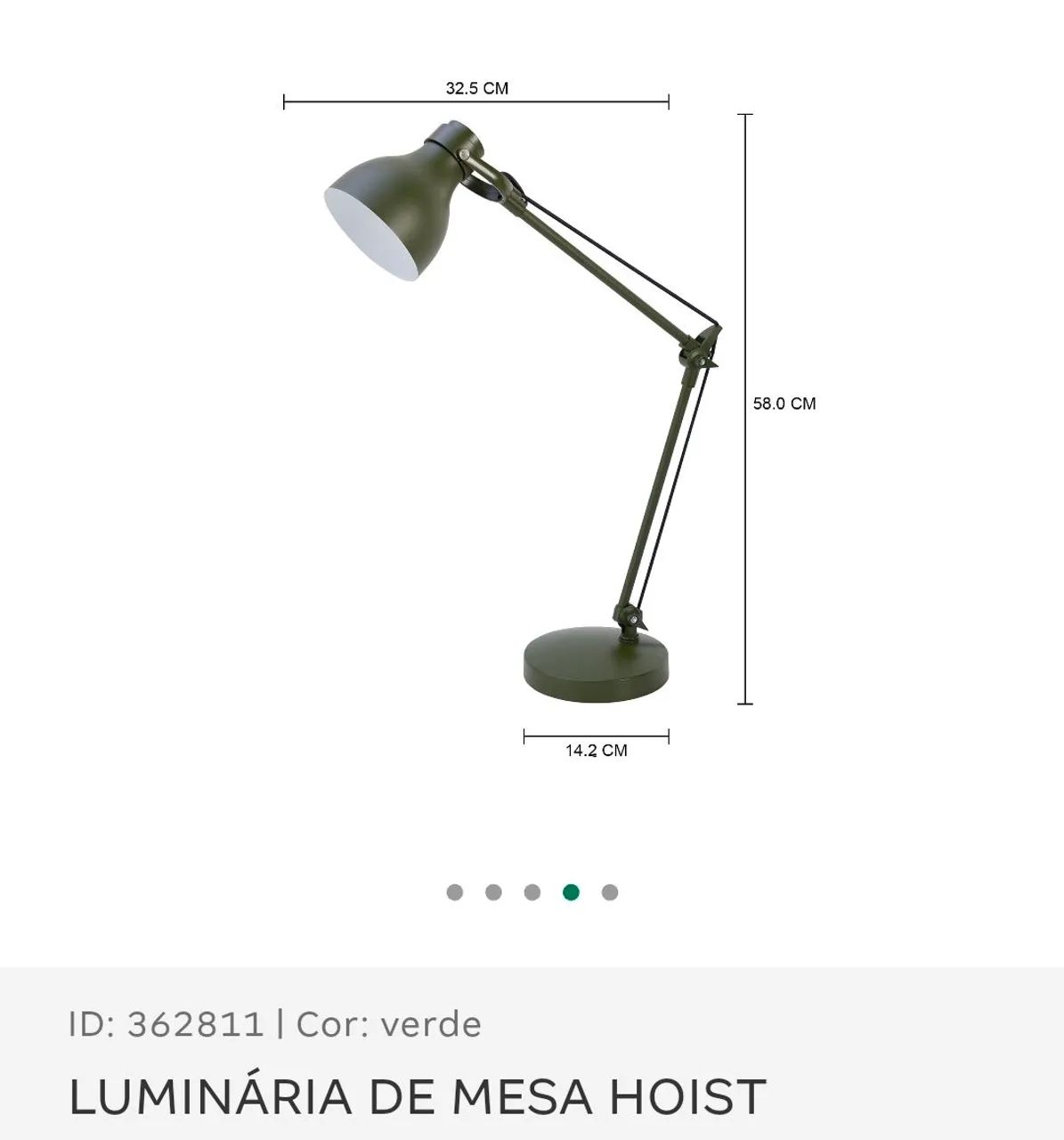 LUMINÁRIA DE MESA HOIST VERDE - Foto 5