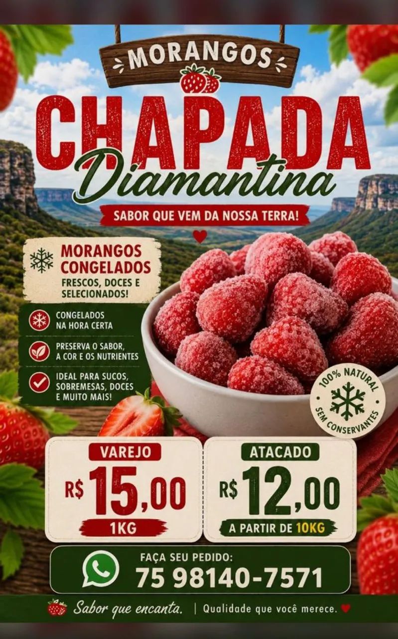 Morangos congelados do Nordeste 