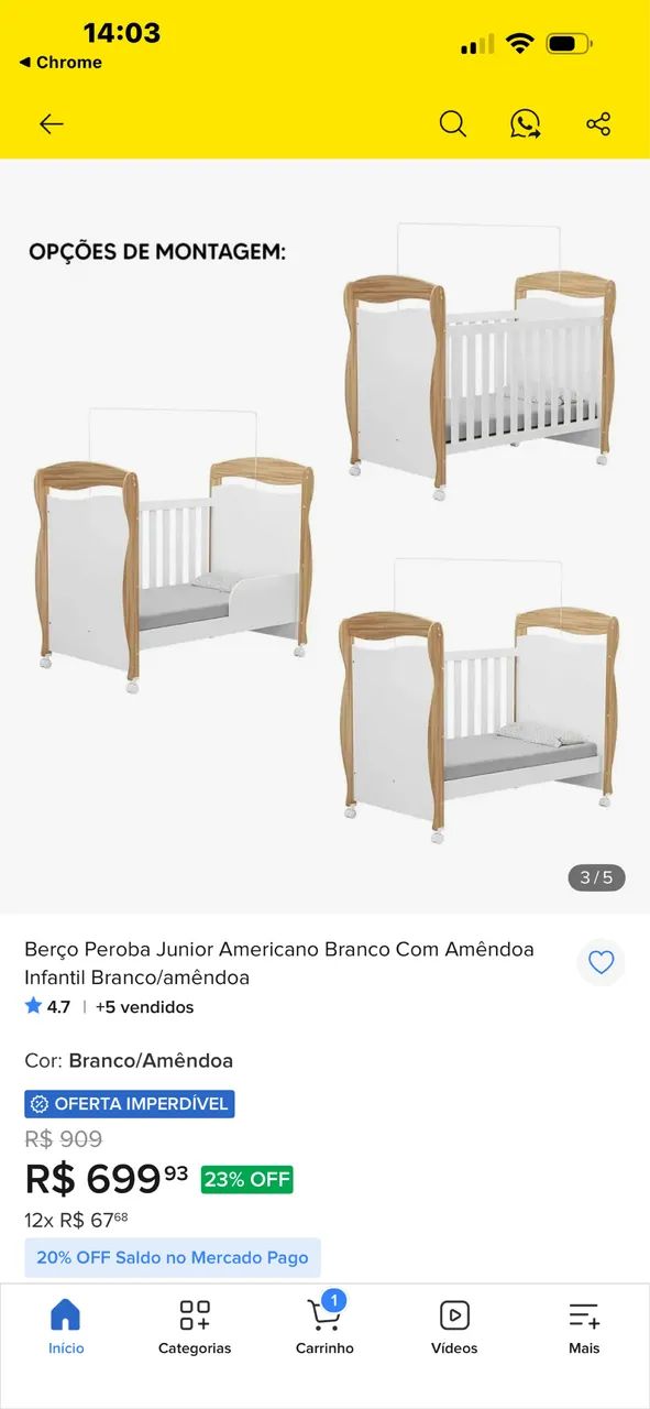 BERÇO AMERICANO 2 em 1  - Foto 2