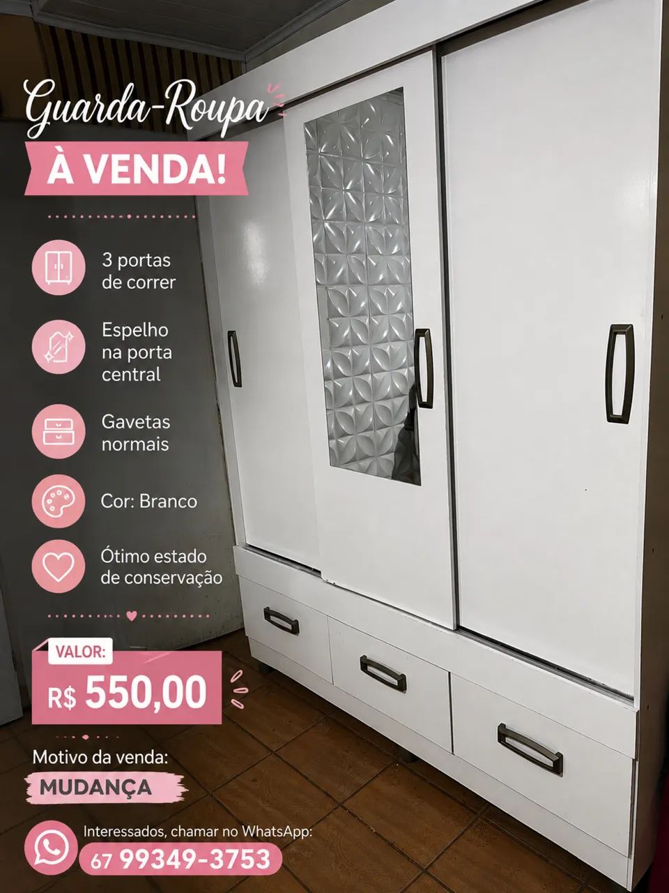 ? Guarda-Roupa Branco com Espelho - Foto 4
