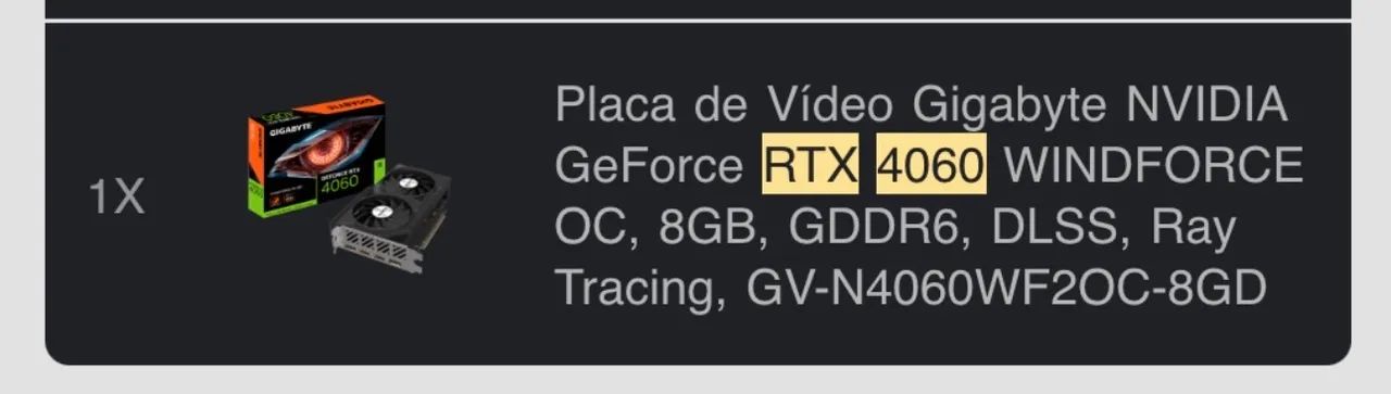 ? Placa de Vídeo RTX 4060 Gigabyte Windforce OC 8GB ? R$ 2.100 - Foto 3
