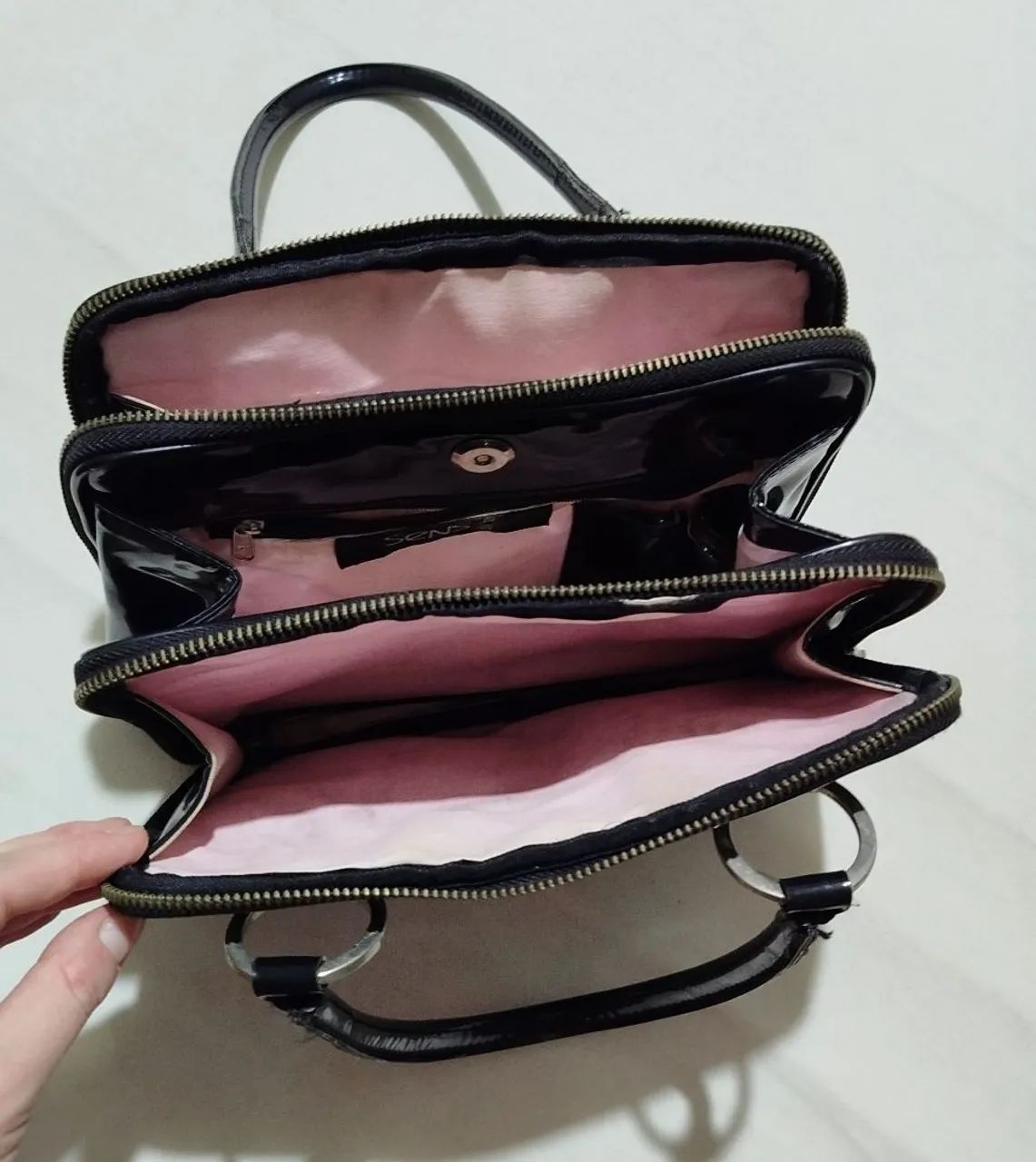 Bolsa preta verniz vintage  - Foto 3