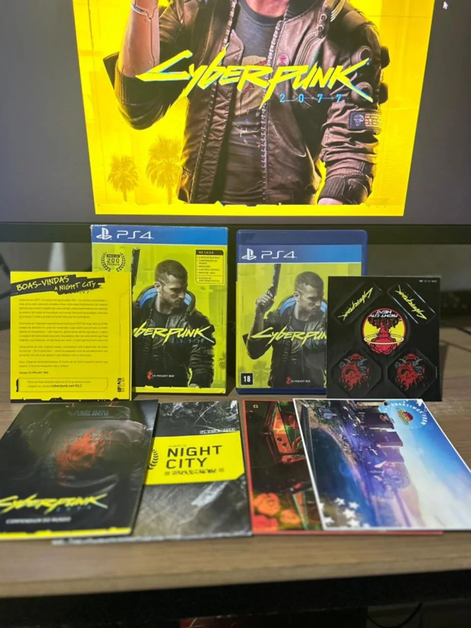 Cyberpunk completo com mapa e poster de PS4