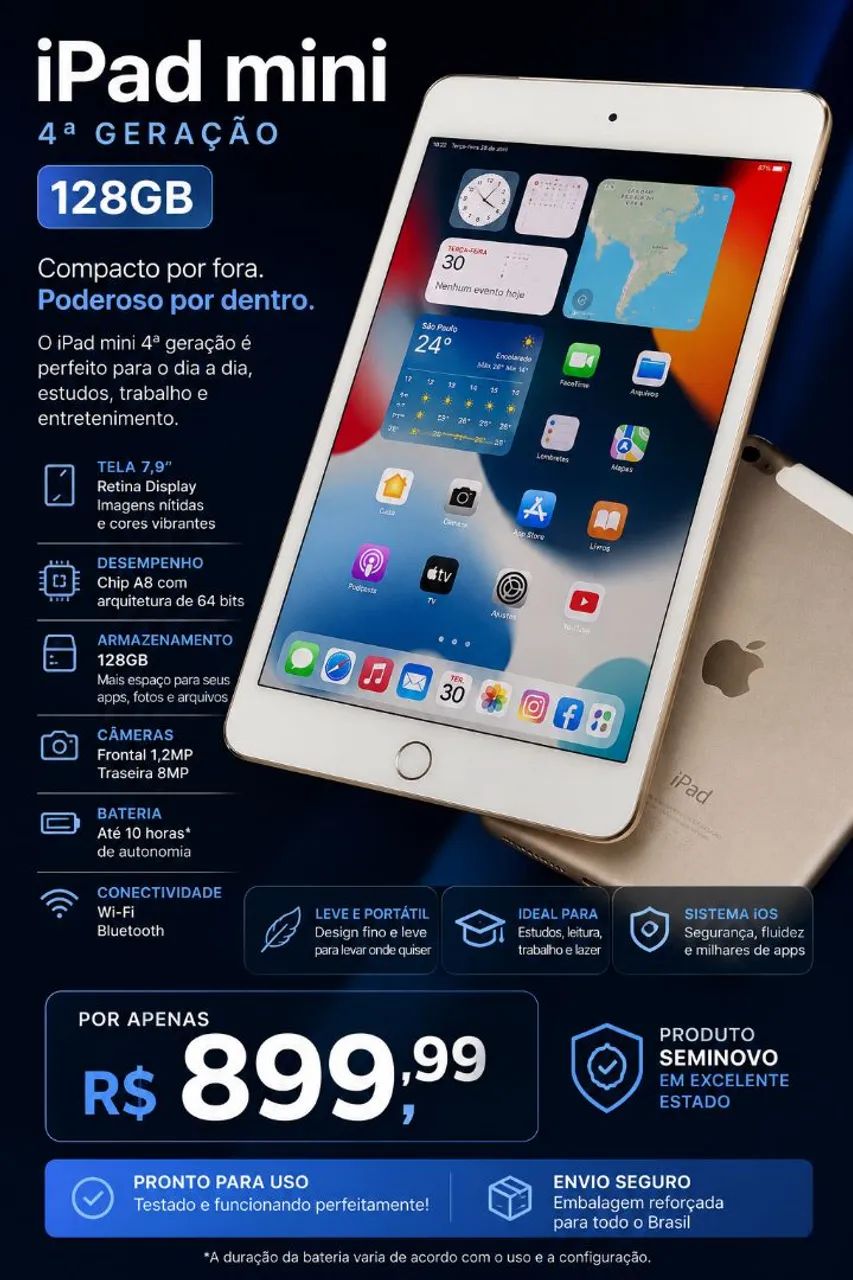 Ipad 4 mini com bypass só wifi 