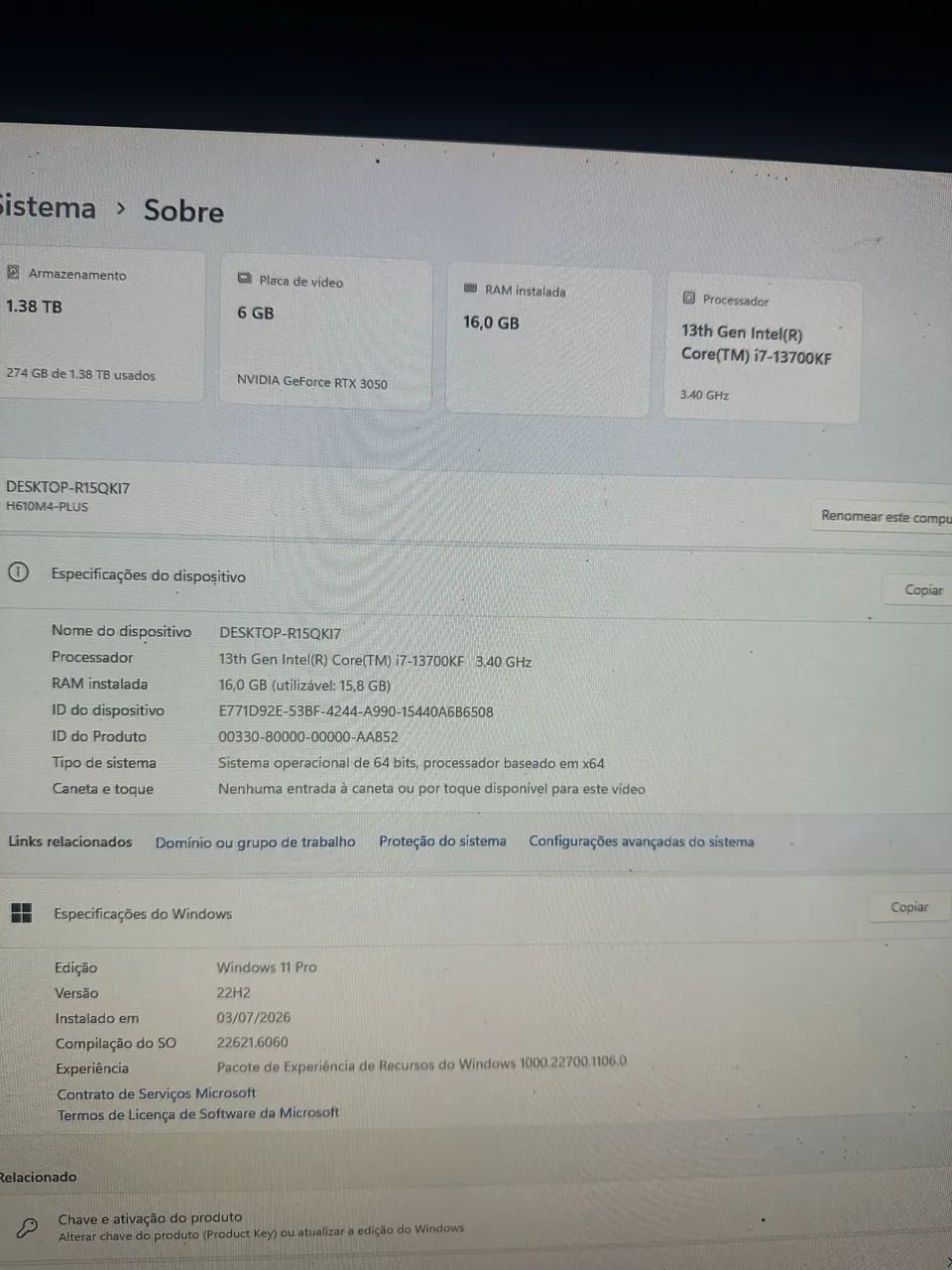 Pc Gamer i7 13th geração RTX 3050 - Foto 5