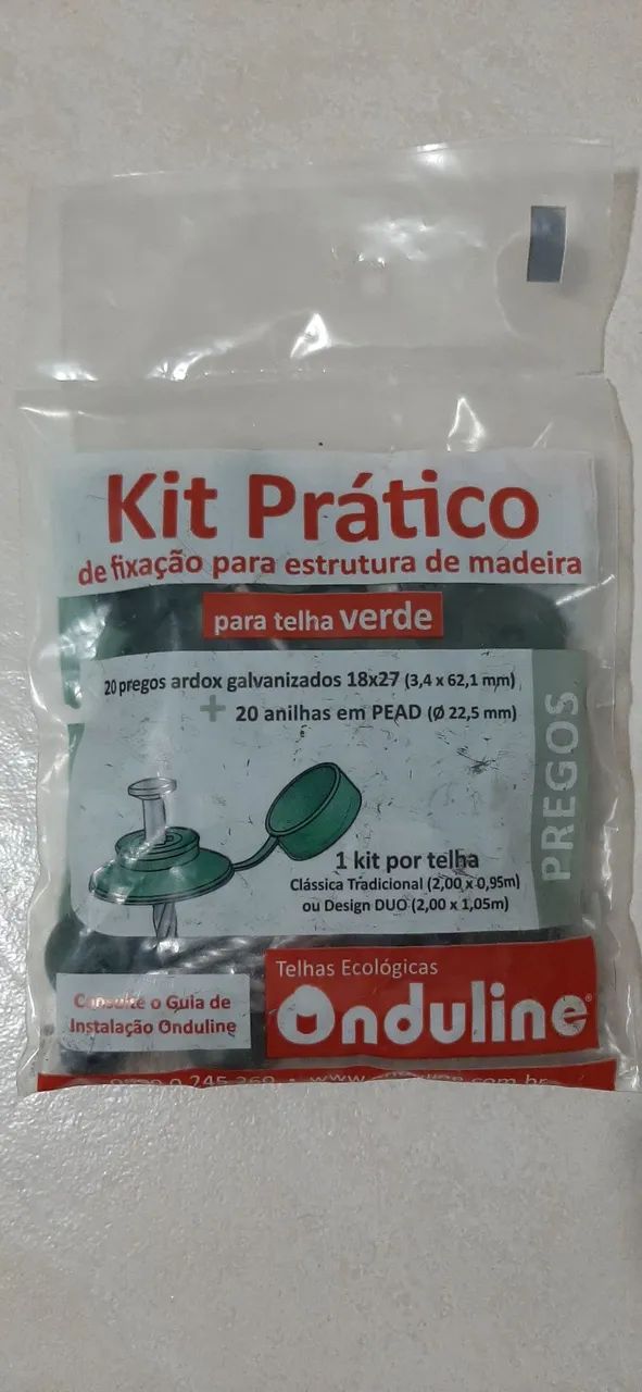 Kit 20 pregos para telha