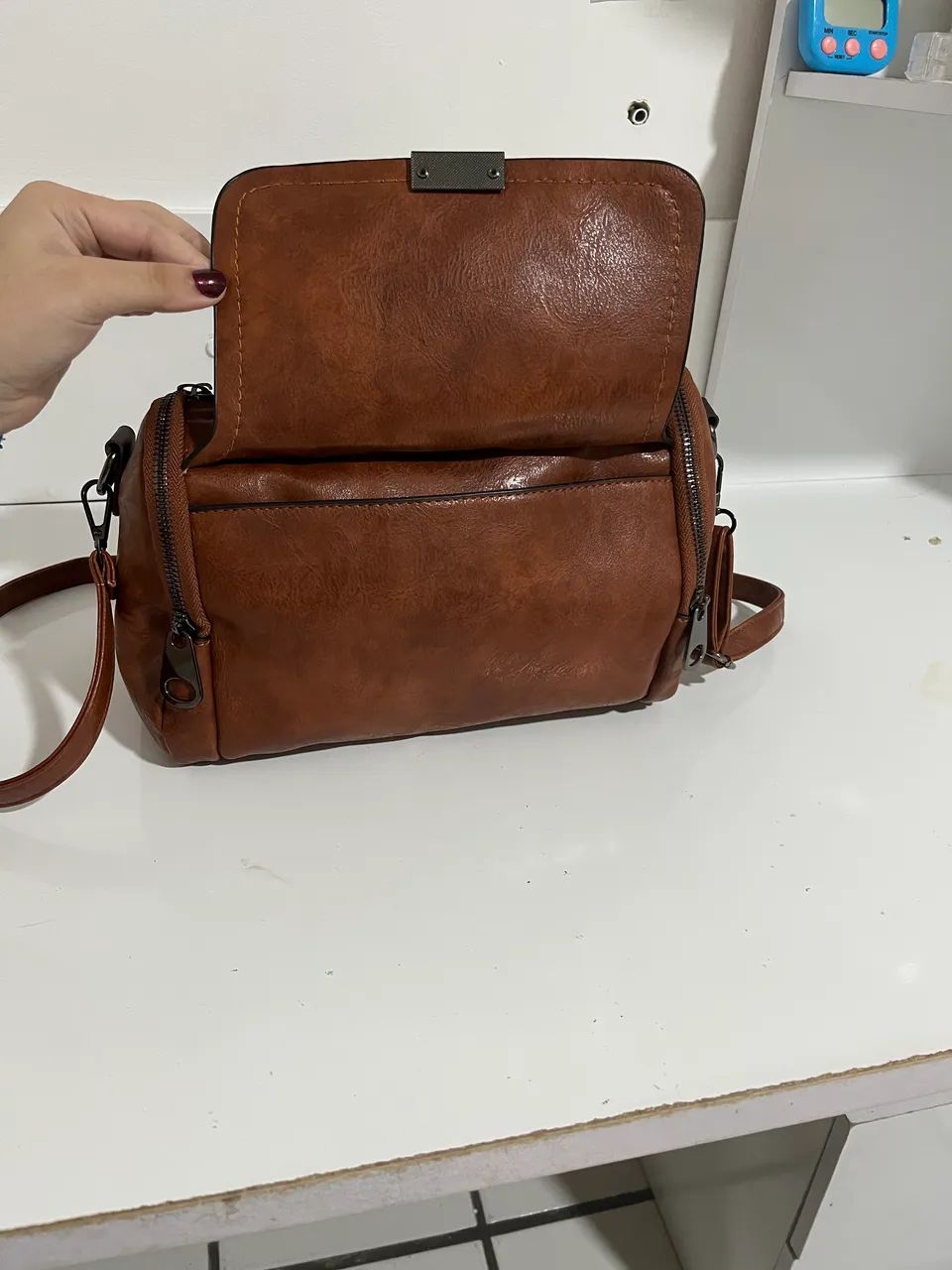 Bolsa Feminina Caramelo Marrom com Alça Transversal - Foto 3