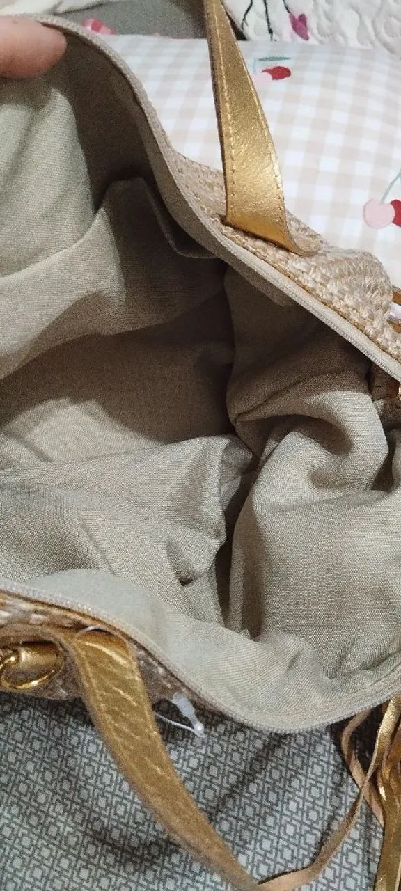 Bolsa de couro e tecido da Constance  - Foto 3