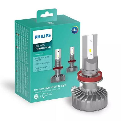 Par Lâmpada Philips Led Fog Ultinon 6200k H8 H11 H16 +160%