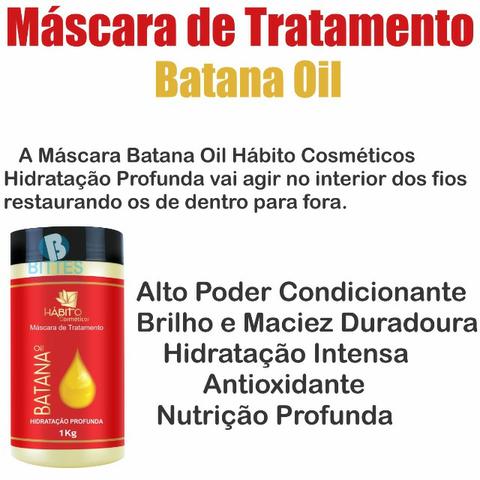6 Máscaras de 1 Kg Hidrata Profundamente os Fios Hábito Cosméticos Cabelos Sedosos, Brilha - Foto 2