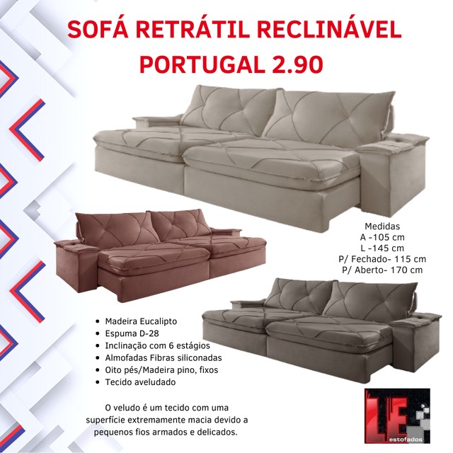 Sala sofá retrátil e reclinável de 290 cm 
