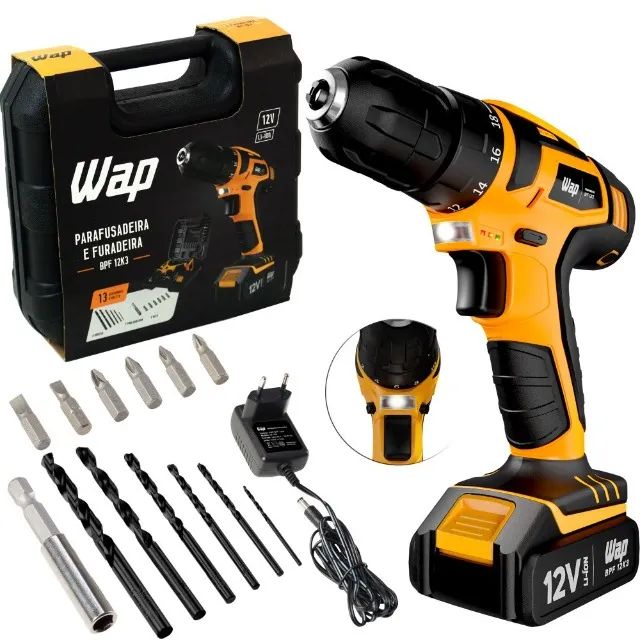 Furadeira Parafusadeira 3/8" a bateria 12V Wap - Foto 6