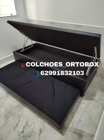 Cama Box Baú  Solteiro com auxiliar na espuma D28 selada /Cor que vc escolher - Foto 3