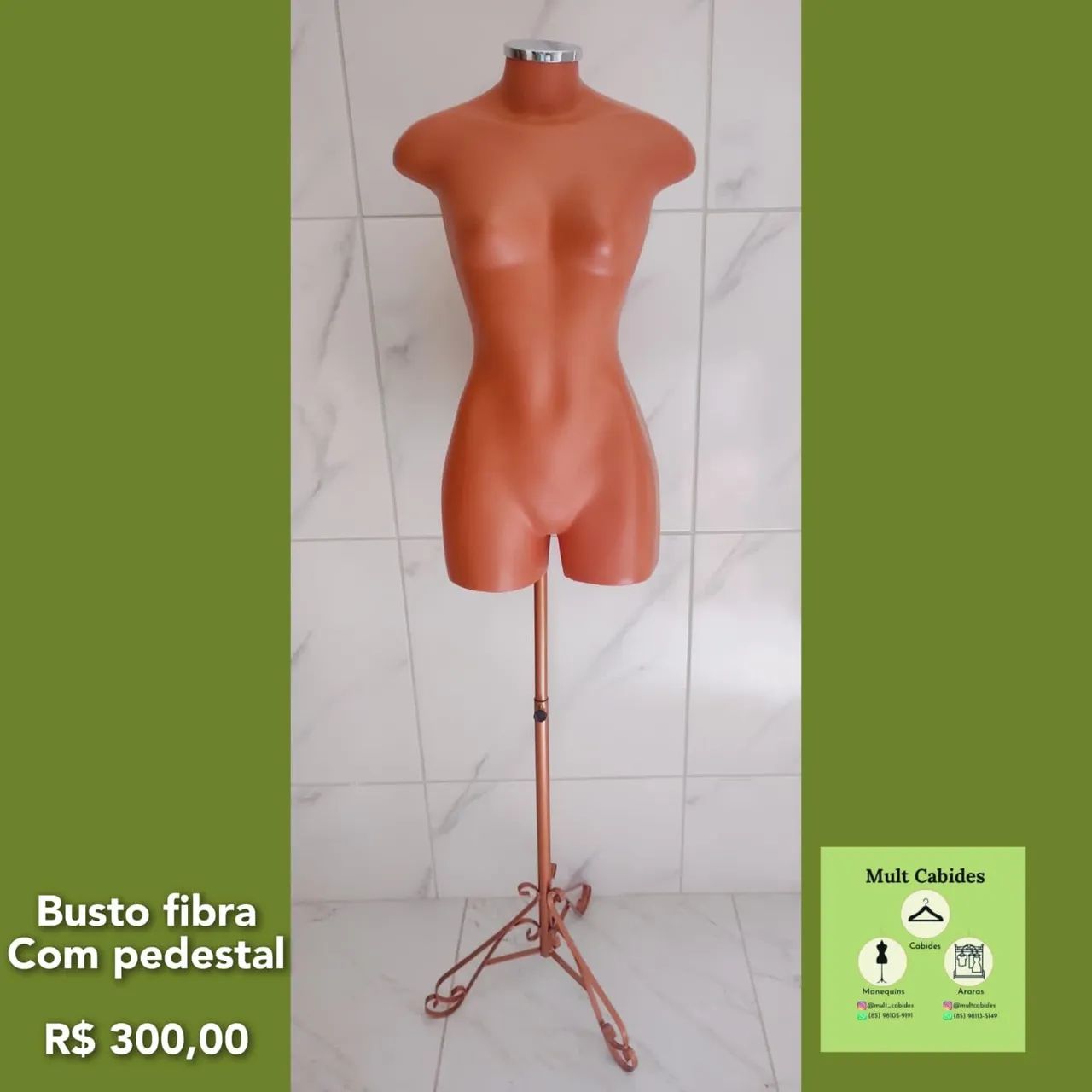 Manequim de fibra com pedestal 300 reais 