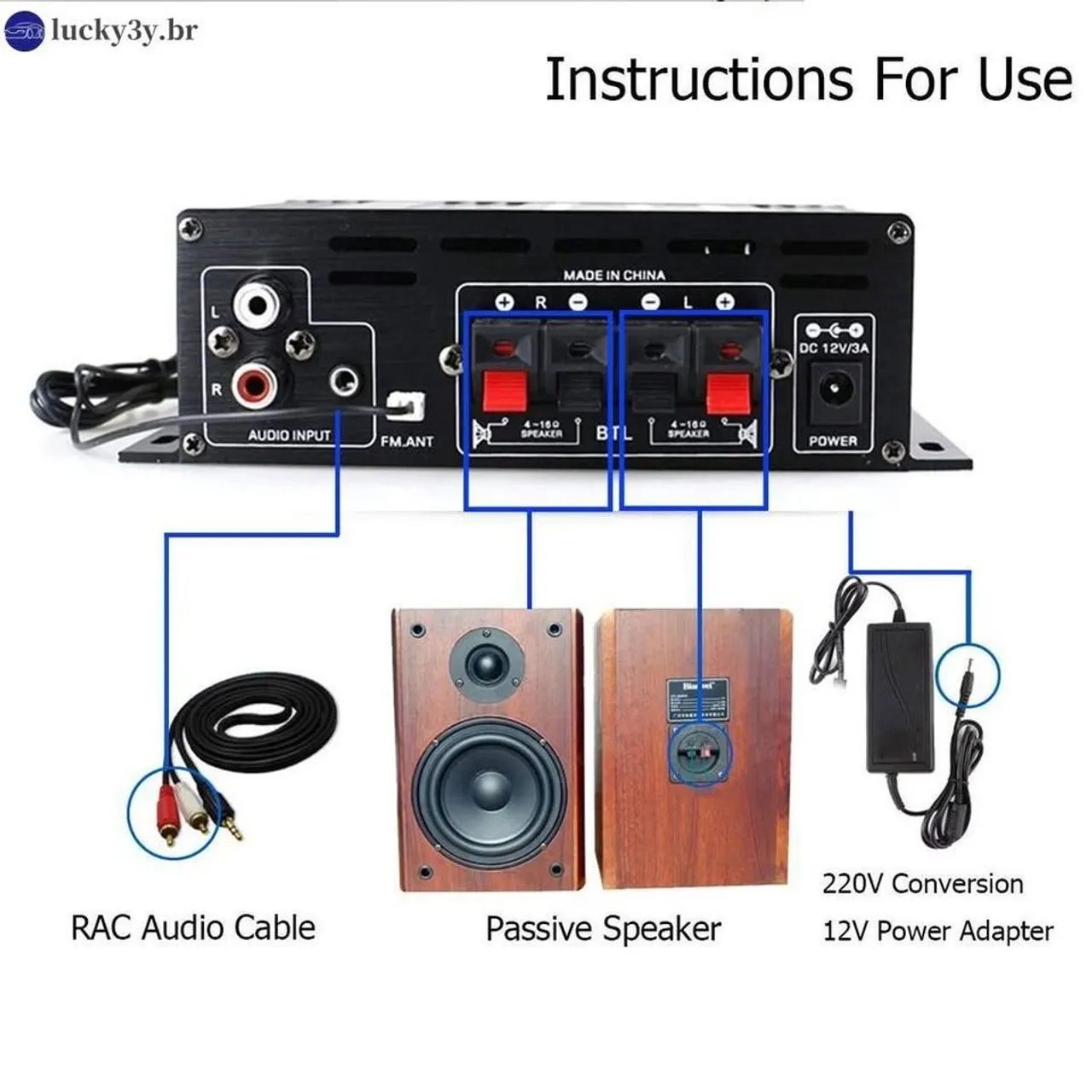 Ak 380 Amplificador De Potência De Áudio 400w + 400w-2.0 Ch/USb/Bluetooth 5.0 +controle - Foto 5