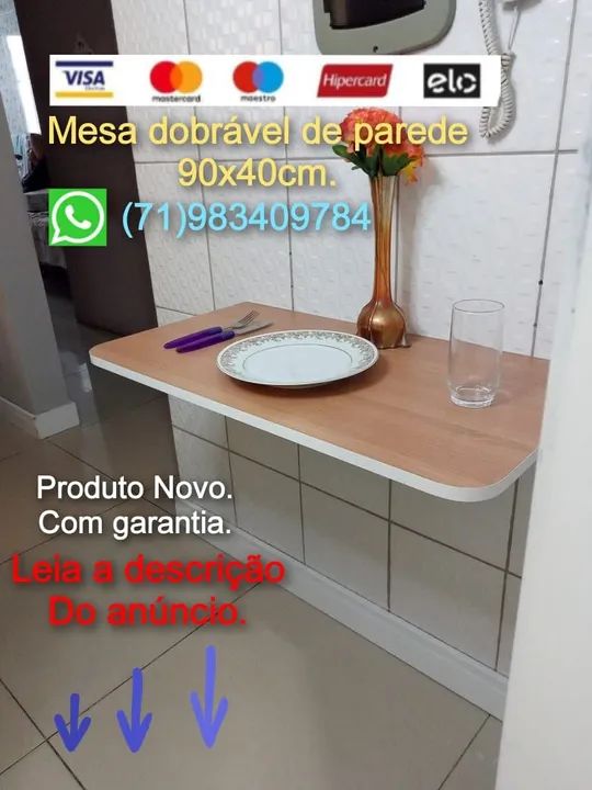 ? Mesa Dobrável retrátil de Parede em MDF 100%- Praticidade e Elegância no Seu Espaço!