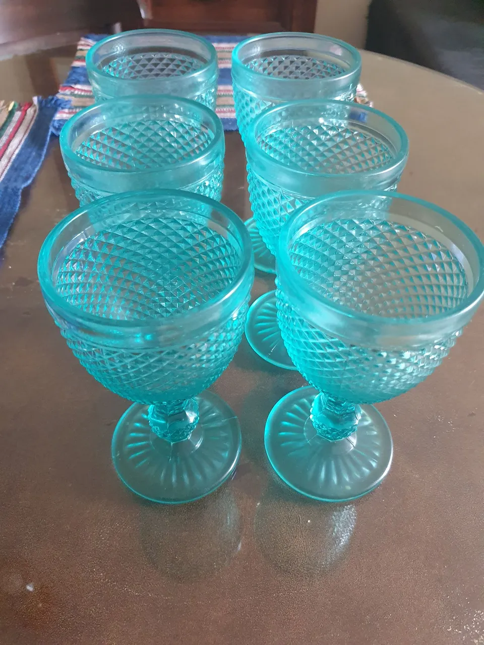 Conjunto de taças de vidro azul turquesa- Camicado - 6 unidades