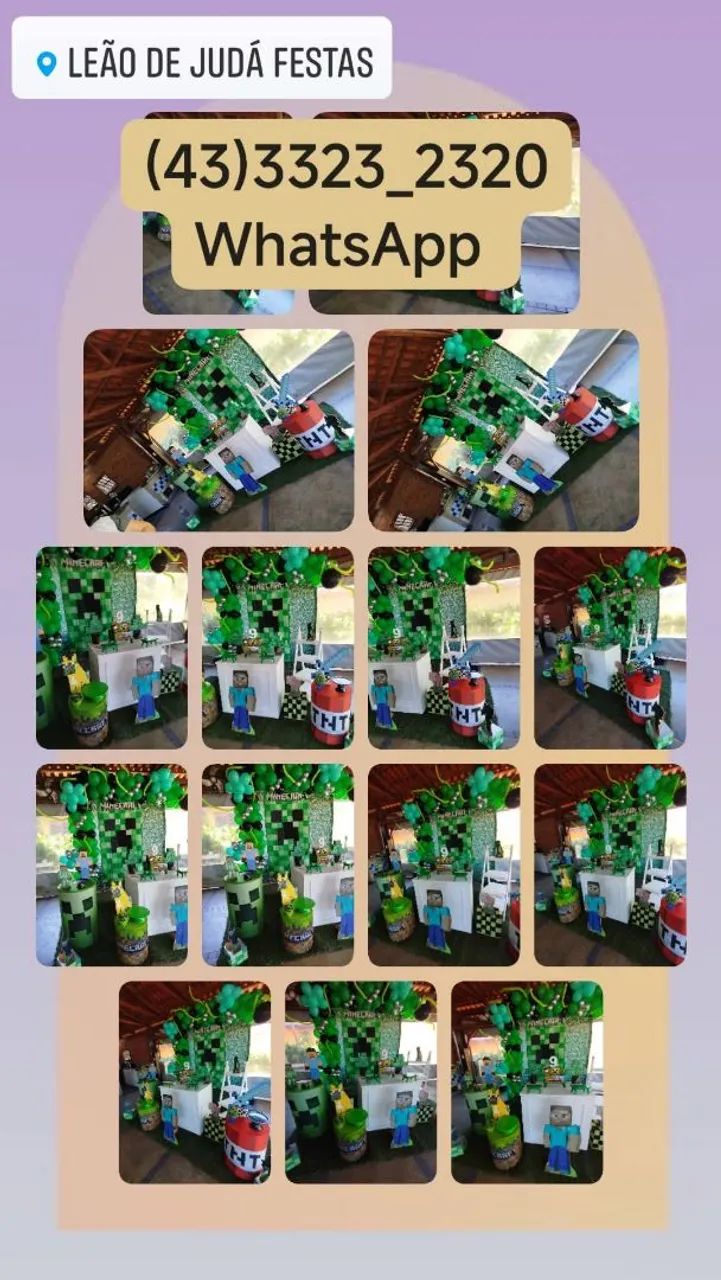 Decoração Festa Infantil Minecraft - Leão de Judá - Foto 4