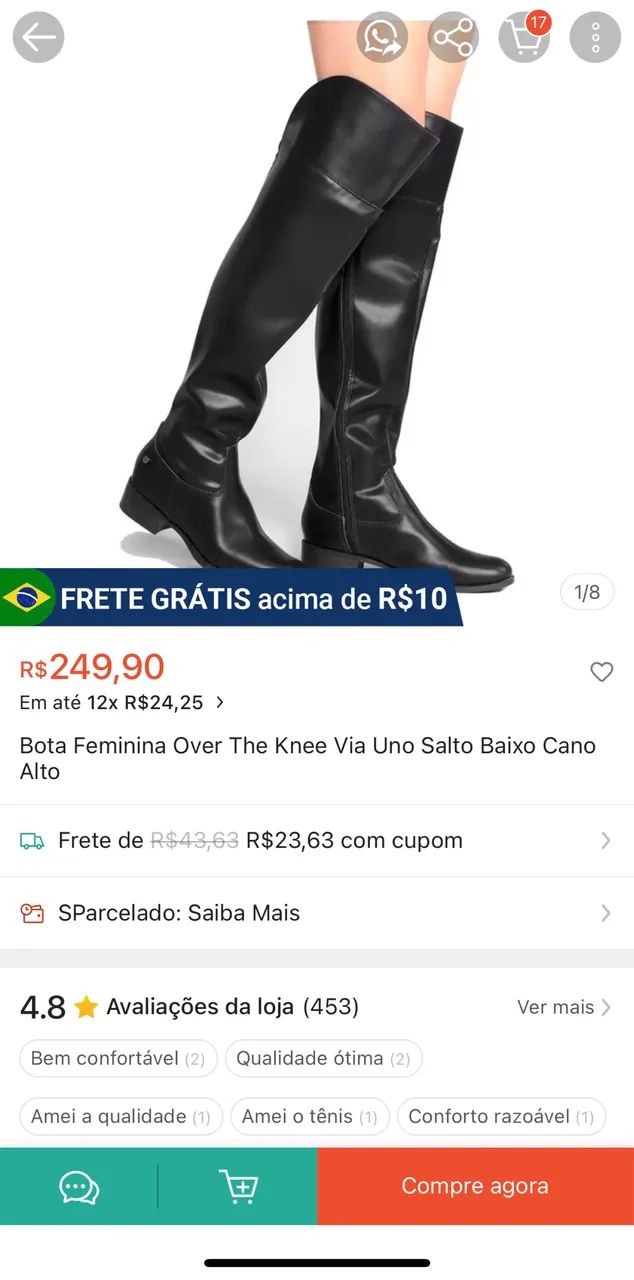 Bota Via Uno Cano Alto - Foto 4