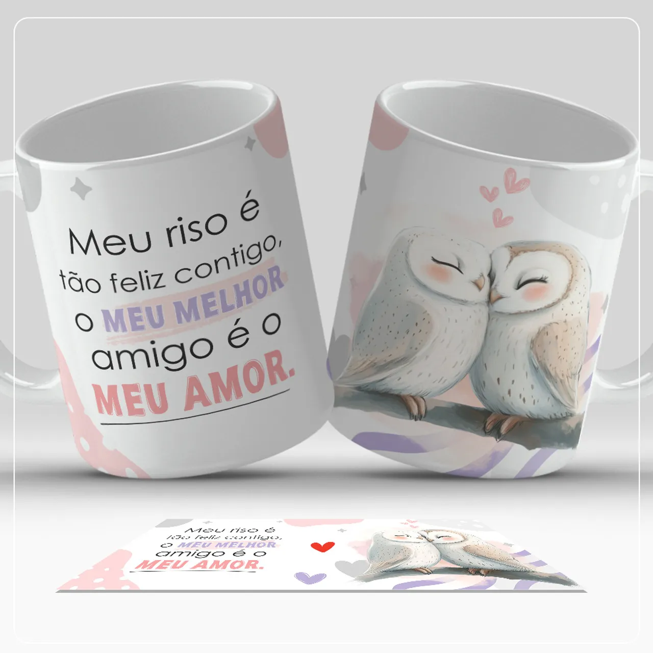 Caneca de cerâmica personalizada - Meu riso é tão feliz contigo