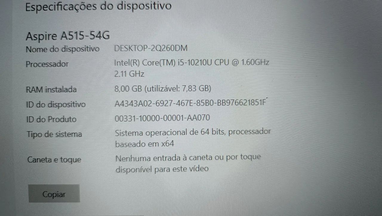 Notebook Acer Aspire 5 com placa de vídeo NVIDIA CORE i5 10 GERAÇÃO  - Foto 3