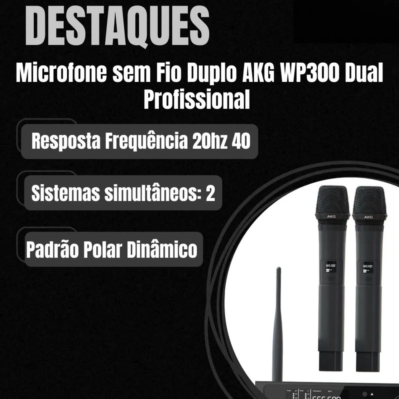 AKG WP300 Dual - Sistema de Microfone Sem Fio Duplo Com Tecnologia True Diverse - Foto 3