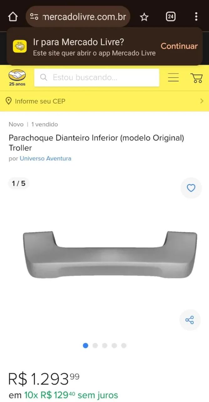 Parachoque Dianteiro Inferior (modelo Original) Troller