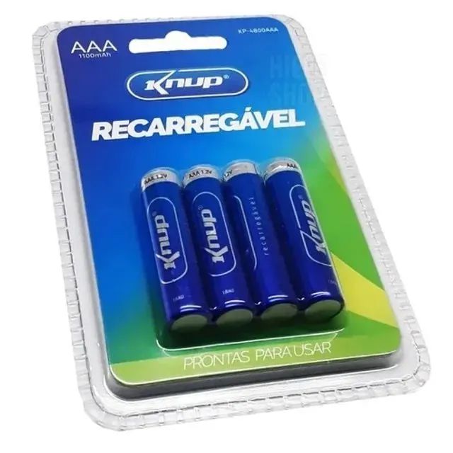 Pilha Recarregável Knup AAA com 4 pilhas 1100mAh - Foto 2